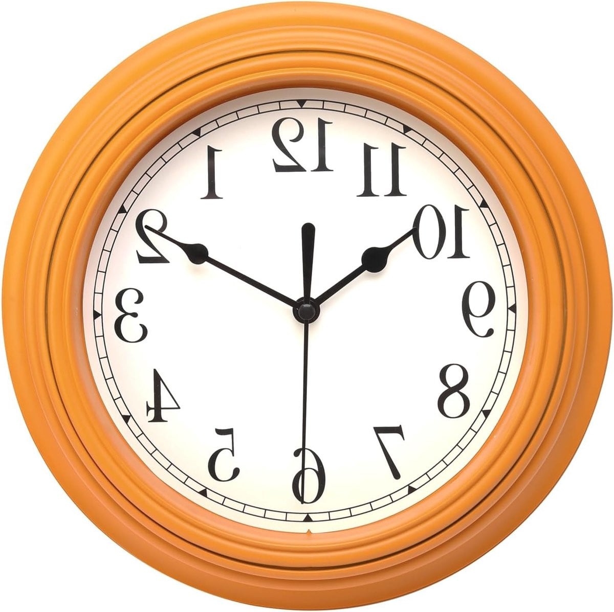Retro Stille Wandklok 9 Inch - Decoratieve Analoge Wandklok voor Keuken, Slaapkamer en Kantoor in Oranje Geel