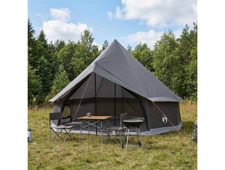 vidaXL Tipi Zelt 6 Personen Braun Grau Polyester und Stahl