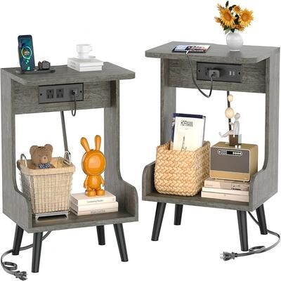 No NightStands Set of 2 with Charging Station