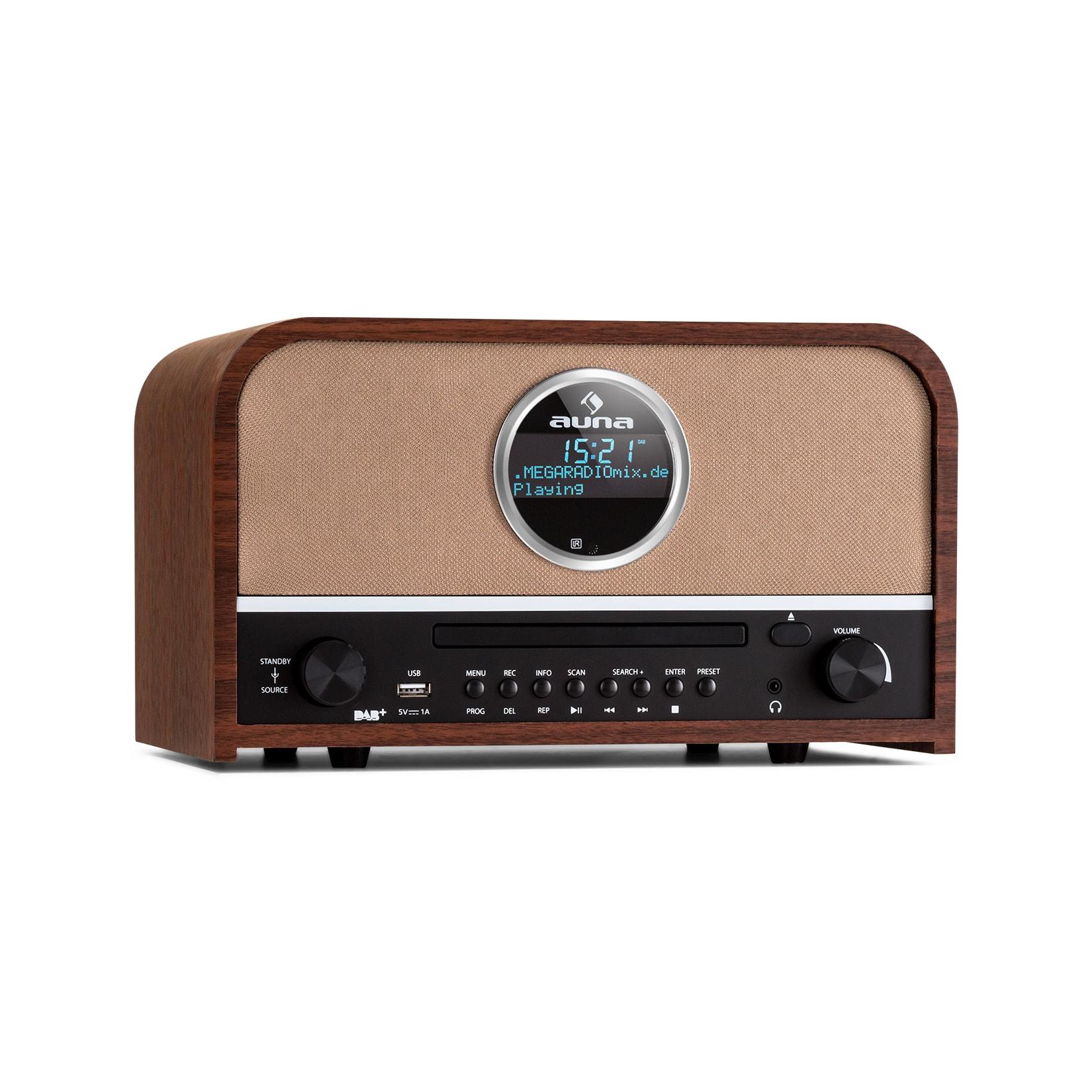 auna Columbia DAB Radio 60 W CD-Player DAB+/UKW-Tuner USB-Aufnahme Bluetooth Braun