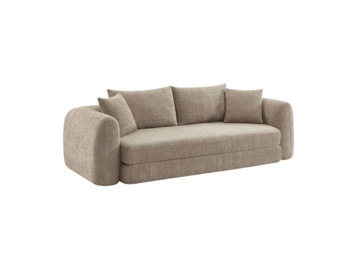 Canapé compressé convertible 3 places bouclette texturée taupe