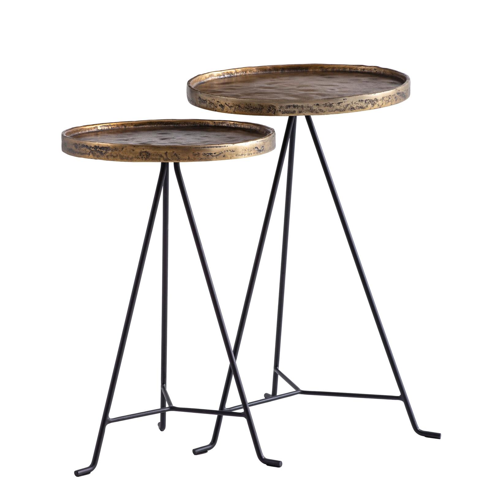 WOHNLING WL7.212 Beistelltisch 2er Set Metall Gold / Schwarz