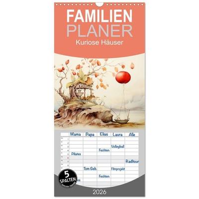 Familienplaner 2026 - Kuriose Häuser mit 5 Spalten (Wandkalender, 21 x 45 cm) CALVENDO