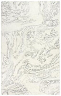 Alora Decor Peace Neutral Ivory and Grey Marbled Hand-tufted Wool Rug