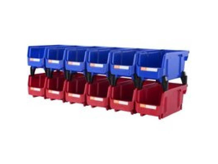 VEVOR 12er-Set Sichtlagerboxen Stapelboxen Stapelkisten Lagerkästen Blau/Rot
