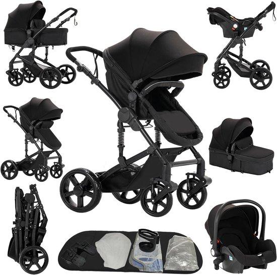 Kinderwagen - Kombi-Kinderwagen - Transport für Babys - Einfach zusammenklappbar - 83 x 62 x 106 cm - Schwarz