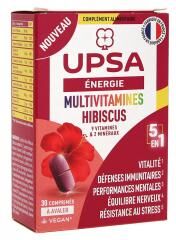UPSA Multivitamines Hibiscus 5 en 1 - 9 Vitamines & 2 Minéraux - 30 Comprimés - Boîte 30 comprimés