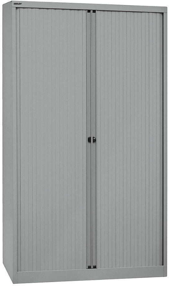 Euro-Rollladenschrank, Breite 1200 mm, 4 Fachböden, silber BISLEY