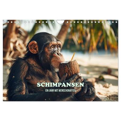 Schimpansen - Ein Jahr mit Menschenaffen. (Wandkalender 2026 DIN A4 quer), CALVENDO Monatskalender