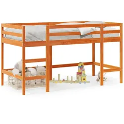 vidaXL Kinderhochbett mit Leiter Wachsbraun 80x200cm Massivholz Kiefer