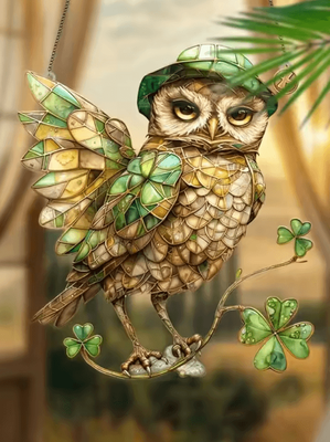 Inspire Curations Colorful Owl Hanging Pendant Light Whimsical Indoor & Outdoor Decorative Lamp g