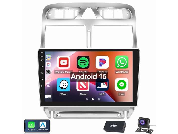 ESSGOO Für Peugeot 307 CC 2002-2013 Android Autoradio Android 15 Autoradio (RDS, Digitalradio (DAB), FM)