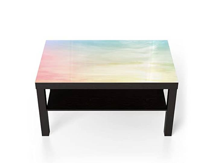DEQORI Glastisch schwarz groß 90x50 cm Motiv Pastelliger Himmel ausgefallener Beistelltisch aus Glas Hochglanz Couchtisch fürs Wohnzimmer moderner Couch Tisch mit Design