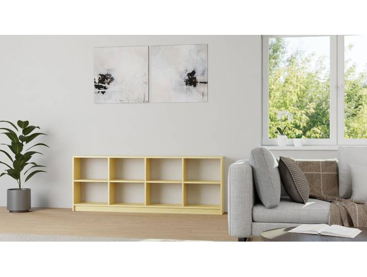 Niedriges Regal aus Massivholz Kiefer Natur geölt