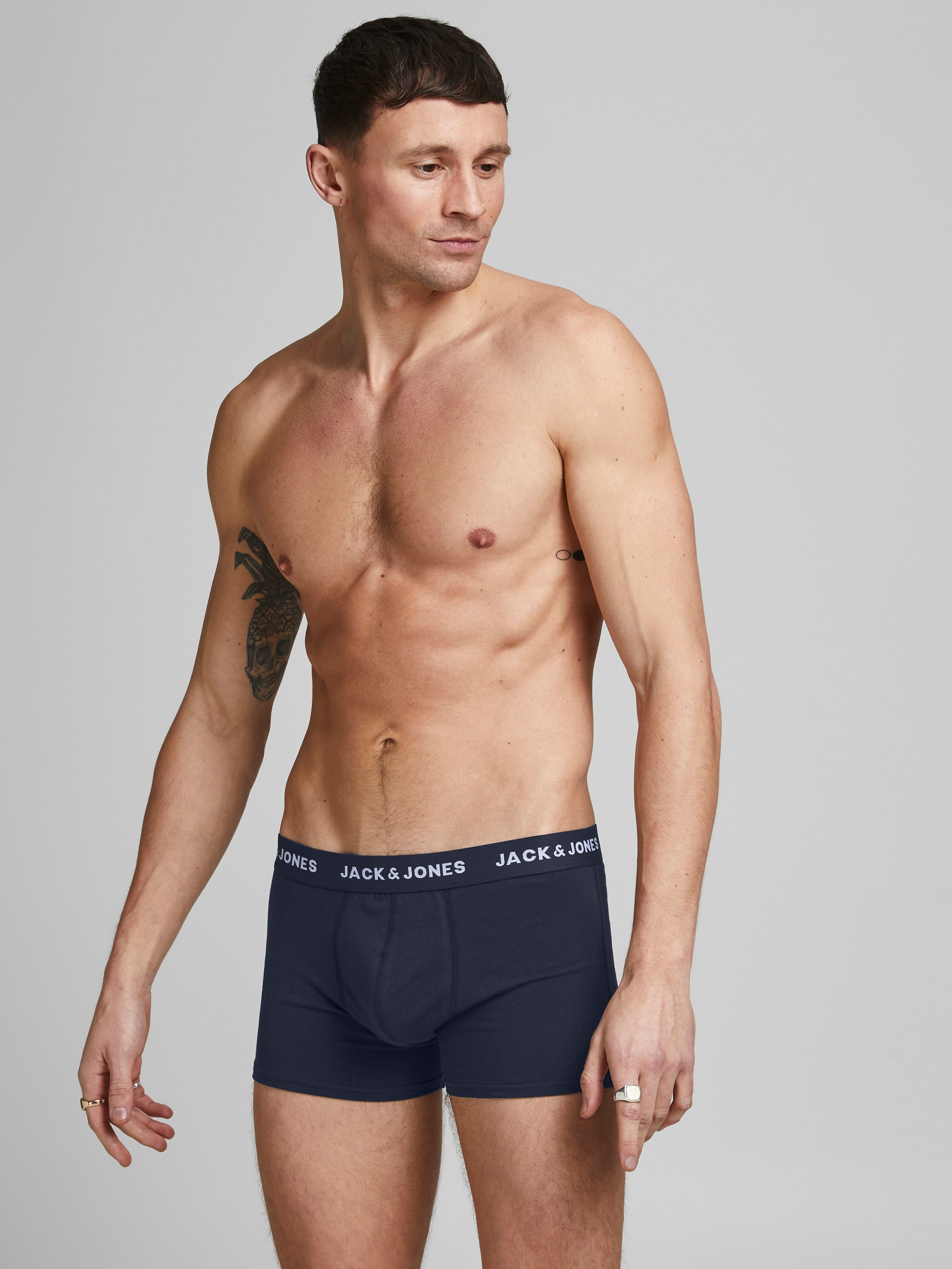 Boxershorts JACK & JONES "JACFLOWER Microfiber mit Logobund, Blumenprint und Stretchkomfort", Herren, Gr. M, 10 Stk., Jersey, blau (navy blazer detail:navy blazer, navy blazer, navy blazer, navy blazer, navy blazer, navy blazer, navy b), Jersey, Obermater