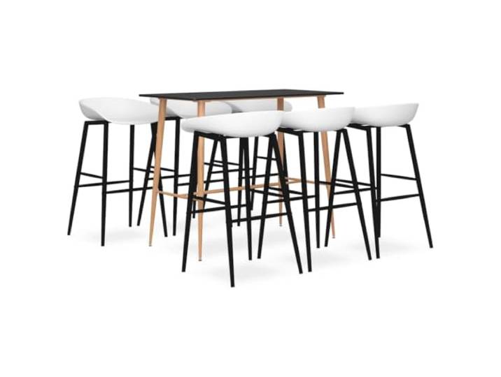 FMPGJLYH 7-TLG. Bar-Set, Bartisch & 6 Barhocker, MDF & Metall Modernes Design, Für Innenräume & Bars, Ergonomische Sitzfläche