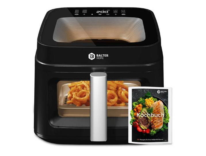 Balter Heißluftfritteuse, 1700 W, Airfryer, 6,5 L, transparentem Deckel und Sichtfenster