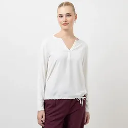 STEFFEN SCHRAUT Blusenshirt, langarm Kordelzug am Saum Steindekoration aus ECOVERO™ Viskose