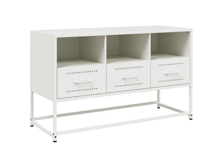 Kaorsrow TV-Schrank Weiß 100,5x39x60,5 cm Stahl Lowboard Fernsehtisch Robustes TV-Möbel aus Stahl mit 3 Schubladen und 3 Fächern für Wohnzimmer und Schlafzimmer. Pflegeleicht und kippsicher.
