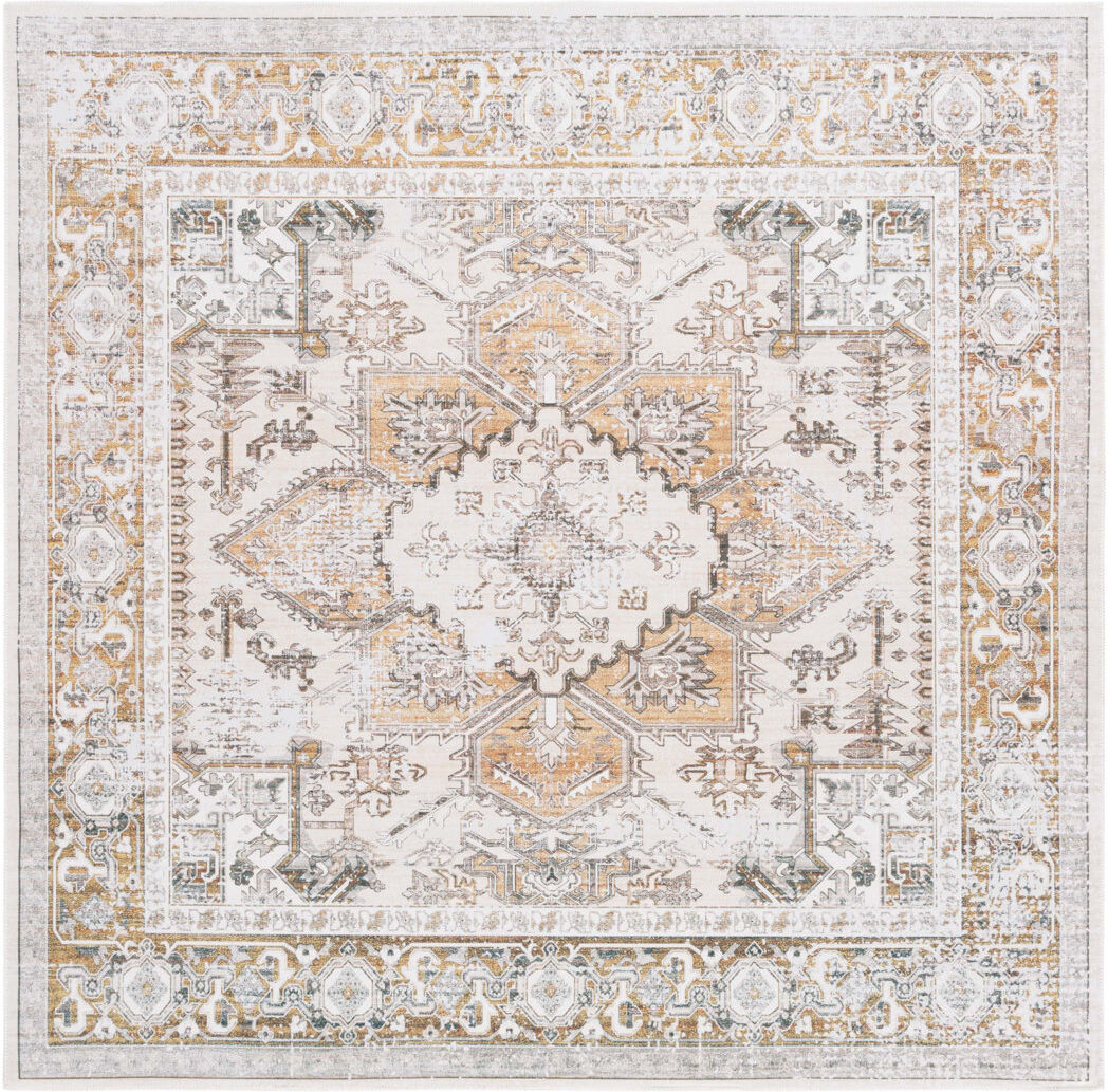 Latitude Vive Carrew Machine Washable Non-Slip Area Rug in Beige & Gold Gold;Beige Square 213cm