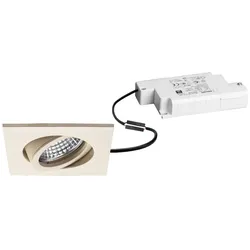 Brumberg LED-Einbaustrahler TIRREL-S, IP20, eckig, 230V AC, 6W 3000K 680lm 38°, schwenkbar, dimmbar, sandbeige struktur BRUM-39144123