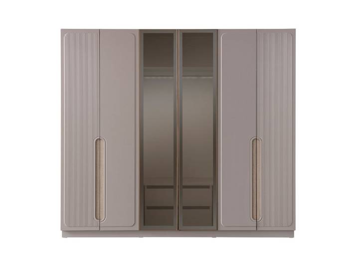 Villa Möbel Kleiderschrank (Kleiderschrank, 1-St., 6 trg. Kleiderschrank) Kleiderschrank Greige mit viel Stauraum für das Schlafzimmer