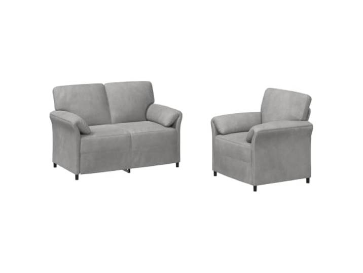 PUGYNBK Sofa-Set, 2-teilig, hellgrau, Samt, modernes Design Weicher Samt, Metallstruktur, geschwungene Arme, einfache Montage, einfache Pflege, saubere Linien
