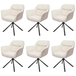 Mendler 6er-Set Esszimmerstuhl HWC-K33, Küchenstuhl Stuhl, drehbar Auto-Position, Stoff MVG ~ Kunstleder, creme