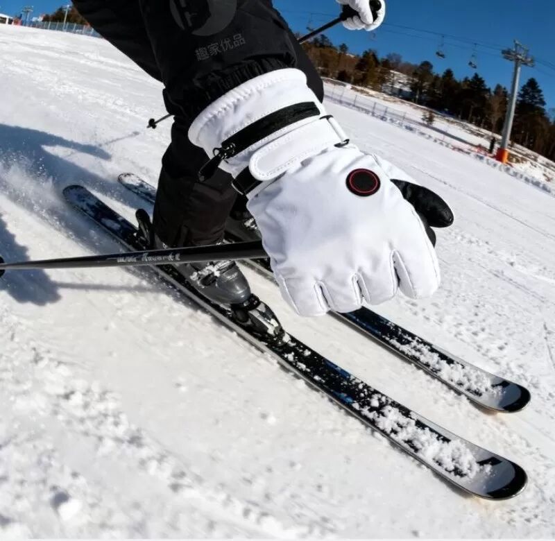 INF Gants chauffants USB tactiles pour cyclisme et ski en hiver Blanc
