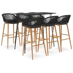 vidaXL 7-tlg. Bar-Set Schwarz