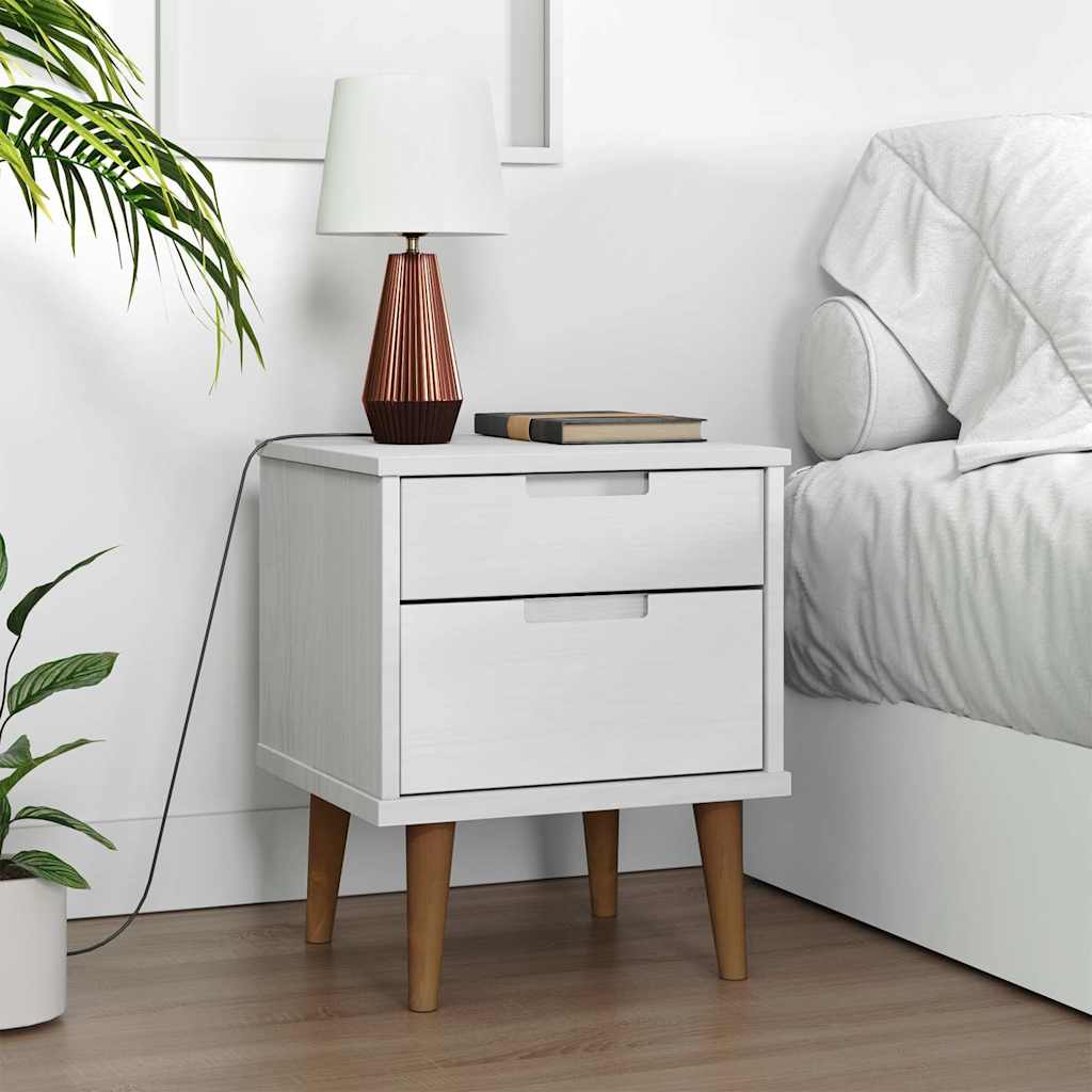 vidaXL Mesita de noche MOLDE madera maciza de pino blanca 40x35x48 cm Blanco