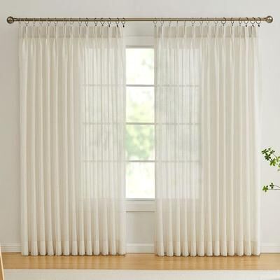 Belle Maison(R)/Window Colyton Semi Sheer Pinch Pleat Curtain Pair, 120 x 84, Natural