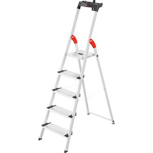Hailo Stehleiter ComfortLine L80, 8040-507, aus Aluminium, bis 150kg, EasyClix, mit 5 Stufen à 13cm Tiefe