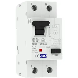 SEZ Fi-Schalter 40A 30mA 2p 10kA FI-Schutzschalter 0090664