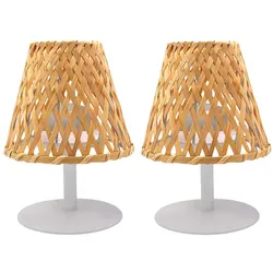Lumisky kabellose Tischlampen IBIZA, Höhe 26 cm Bambus Beige