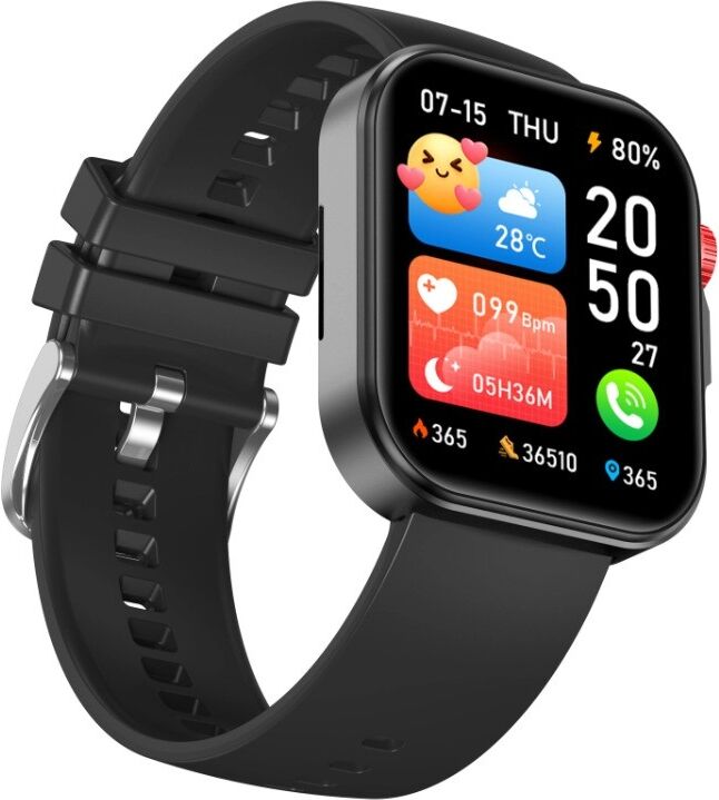 INF 1,82-Zoll-Smartwatch mit Bluetooth-Anrufen, KI-Sprachassistent und über 100 Sportmodi Schwarz