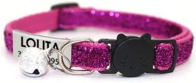 Inspired Living Personalized Glitter Breakaway Cat Collar With Engraved ID Tag For Kittens & Cats hot Pink