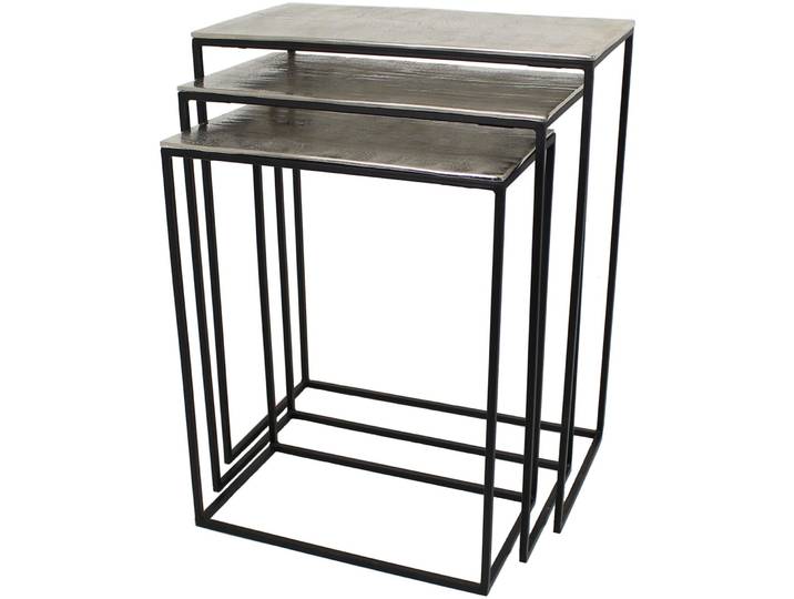 Beistelltisch 3er-Set Mees silber Aluminium B 29 H 66 cm