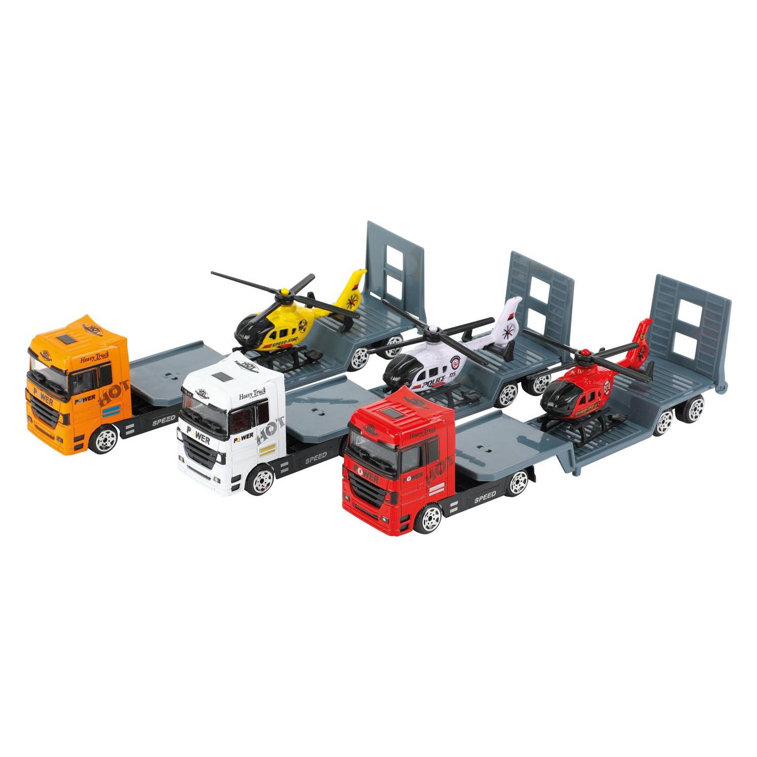 Toi-Toys Metall-LKW mit Sattelauflieger und Hubschrauber (20547Z)