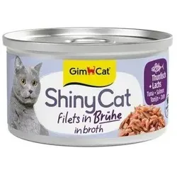 GimCat ShinyCat Brühe 70g-Dose  Katzennassfutter Thunfisch & Lachs 24 x 70g
