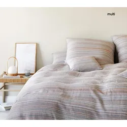 Elegante Halbleinen Bettwäsche Flair - 155x220 cm + 80x80 cm	multi