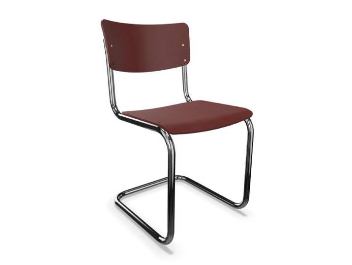 THONET chaise S 43 (Rust red - Hêtre II and acier chromée)