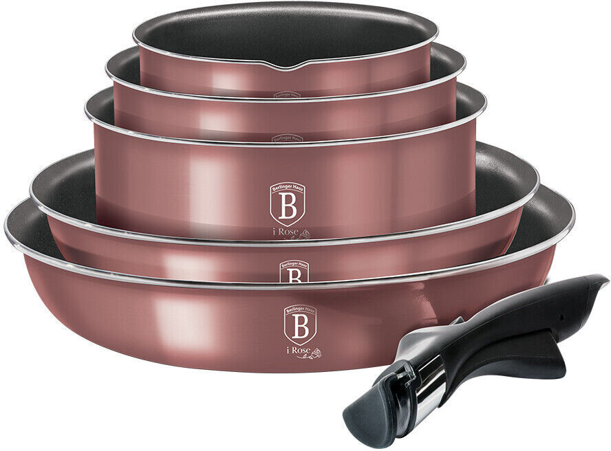 Berlinger Haus 9 - Piece Non-Stick Aluminum Cookware Set Rose Gold 9