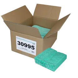 Grüne Welle, Universaltücher mit Textilcharakter, grün-weiß, 55 % Viskose, 45 % Polyester, ca. 25x34 cm, 100 Tücher