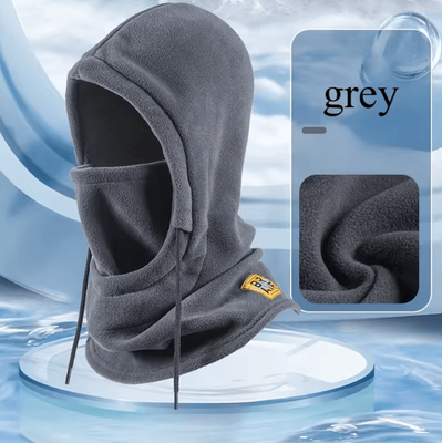 Uplift Curations ArcticShield Polar Fleece Balaclava Hood Windproof Winter Face Mask With Neck Cover grey