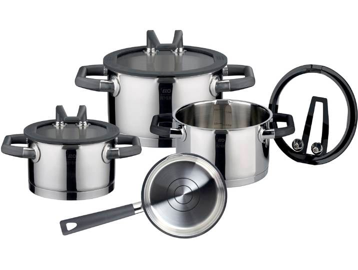 Topf-Set ELO PREMIUM Rondello , schwarz, Töpfe, mit integriertem Öl-Dosiersystem, Induktion