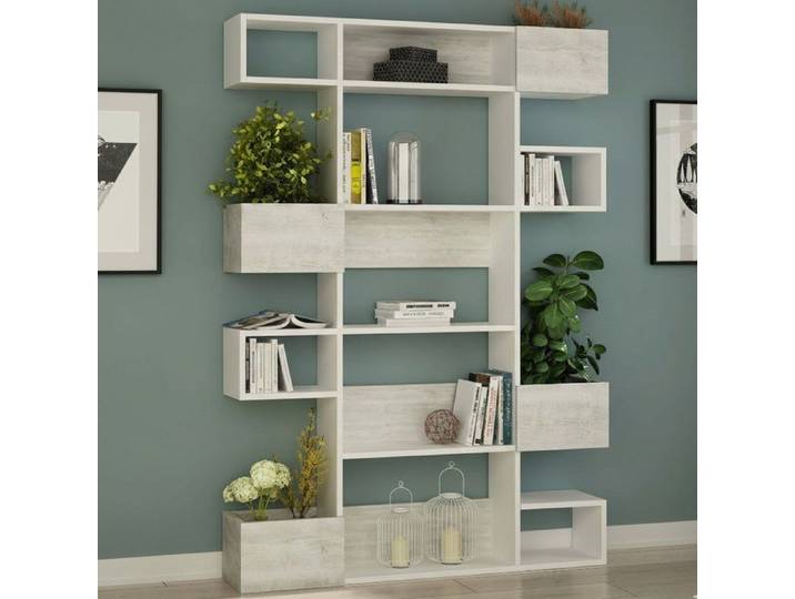 Bibliothèque Sally Dmora en bois mélaminé blanc 120x20x171h cm
