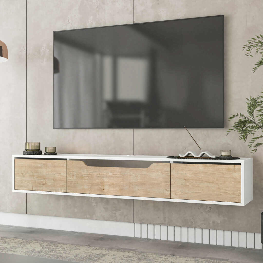 Latitude Run Eva TV Stand for TVs up to 78" White/Light Brown 78"