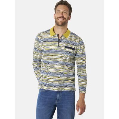 Langarm-Poloshirt BABISTA "Langarm-Poloshirt BENITI", Herren, Gr. M, blau (gelb gemustert), Shirts