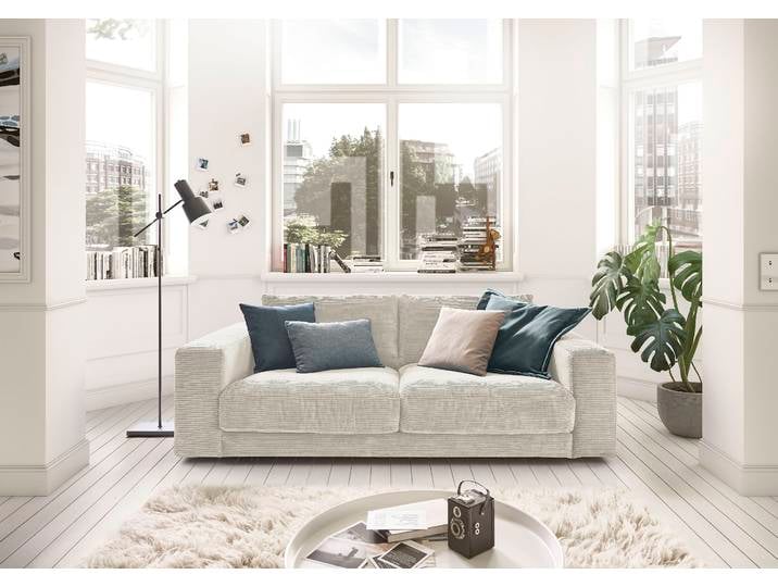 2-Sitzer 3C CANDY Enisa softig und legeres Big-Sofa, bequem und komfortabel , weiss (weiß), B:230cm H:85cm T:127cm, 88% Polyester, 12% Polyacryl, Sofas, 2-Sitzer, Zeitloses und stylisches Loungemöbel, in Breitcord